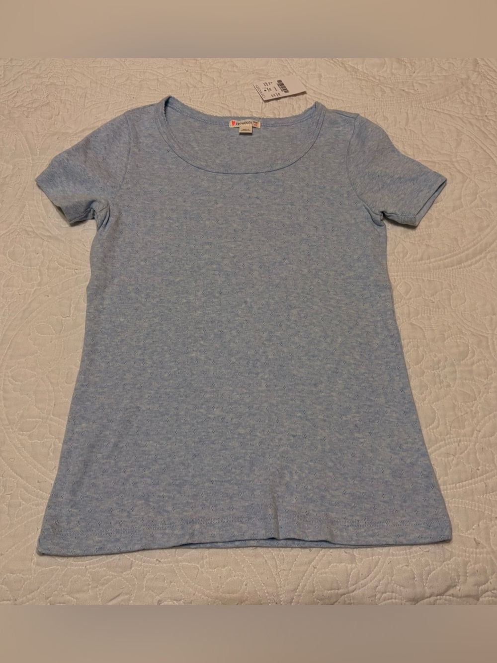 Crewcuts by J. Crew Pointelle Short Sleeve Tee- Size 12 Girls- NWT